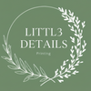 Logo with 'LITTL3 DETAILS' text and leaf design on a green background